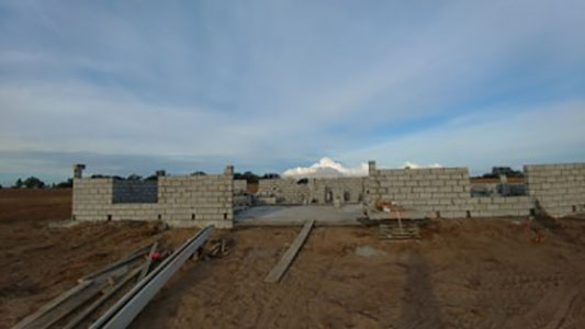 front view of walls going up
